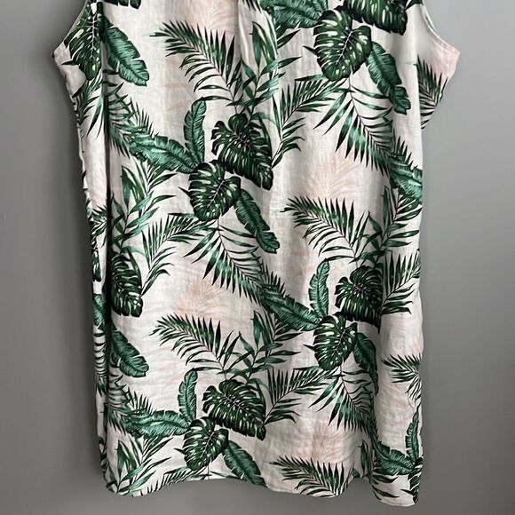 C & C California Women’s 2X 100% Linen sleeveless palm tree tropical dress - Picture 11 of 13